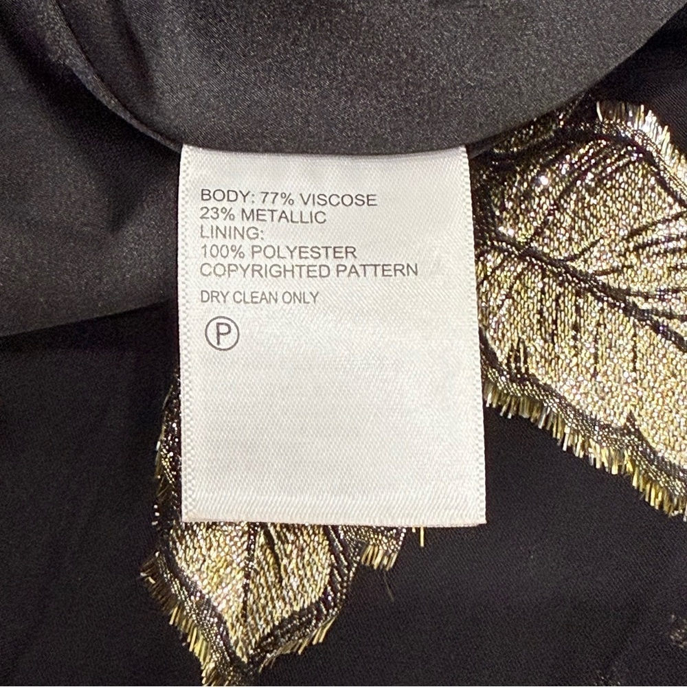 Tommy Bahama Shimmering Shores Long Sleeve Tiered Shift Dress Black Gold NWT - Picture 14 of 16